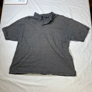 Cherokee Mens gray/black short sleeve checkered polo size extra large